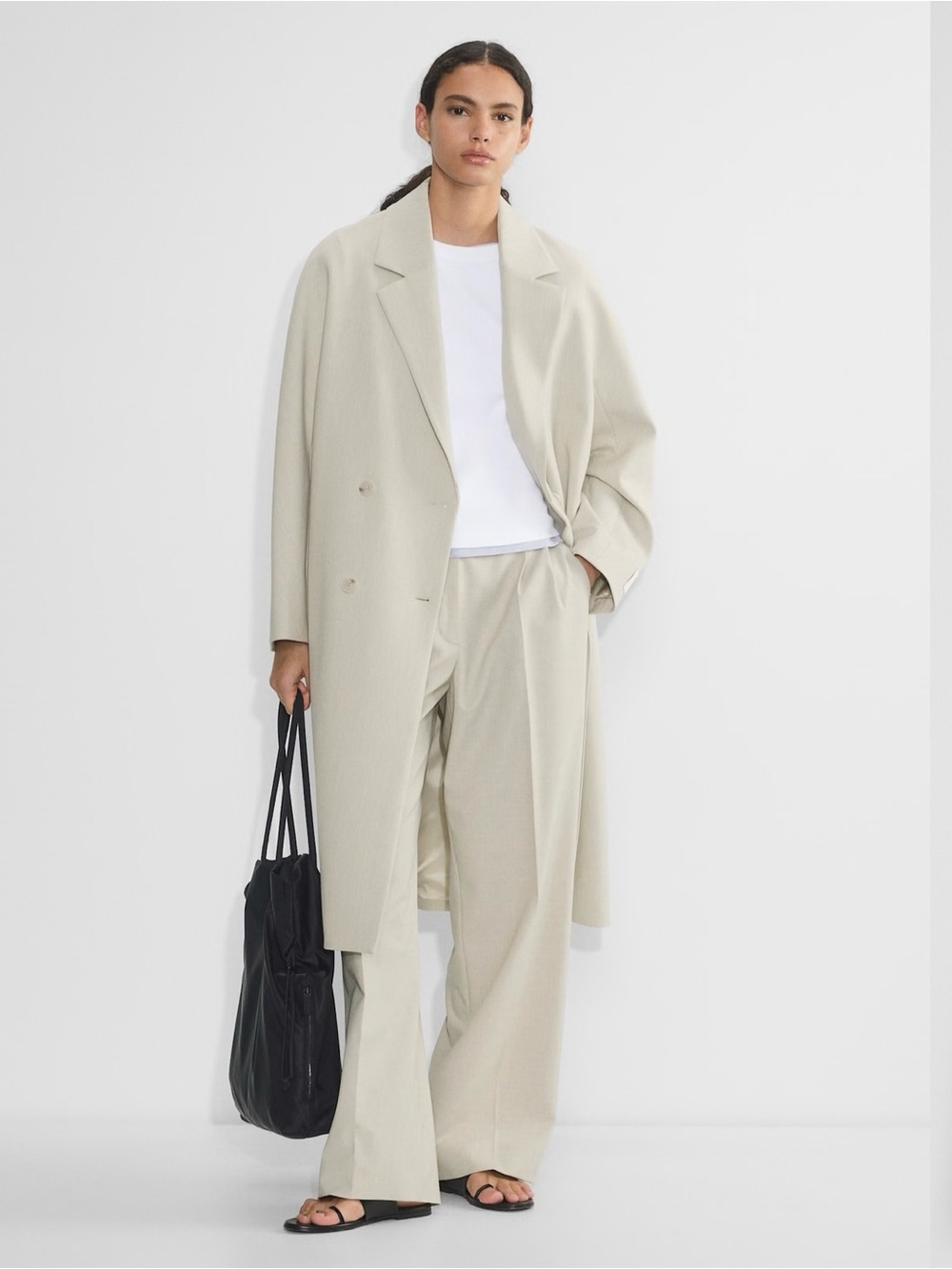 Aritzia Slouch Coat in Heather Matte Pearl